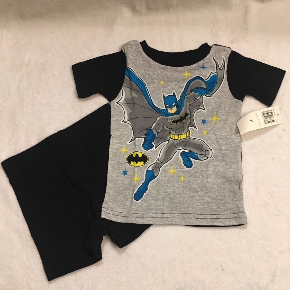 DC Comics Batman Pajama Set Toddler‎ Boys 2T Gray Black NEW NWT 2pc Cotton PJs